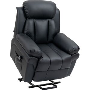 HOMCOM Fauteuil de Relaxation électrique Fauteuil releveur inclinable avec Repose-Pied Ajustable revêtement synthétique Noir