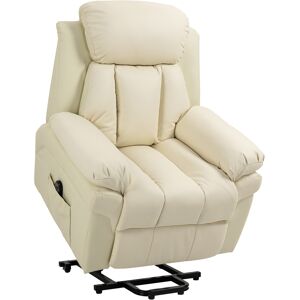 HOMCOM Fauteuil de Relaxation électrique Fauteuil releveur inclinable avec Repose-Pied Ajustable revêtement synthétique Crème