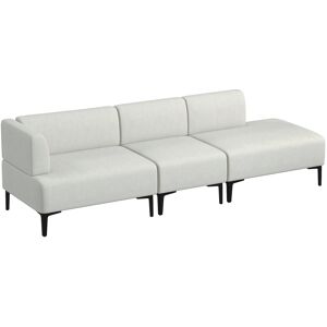 HOMCOM Canapé 3 pièces modulable design moderne et minimaliste en tissu avec pieds acier noir 250 x 75 x 70 cm blanc