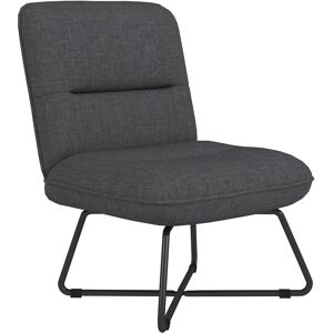 HOMCOM Fauteuil de salon relax sans accoudoirs pieds croix en acier revêtement tissu imitation lin gris chiné