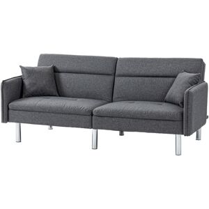 HOMCOM Canapé-lit convertible 3 places dossier inclinable 3 positions avec 2 coussins grand confort 189 x 91 x 84 cm gris