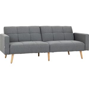 HOMCOM Canapé convertible 3 places design scandinave inclinaison dossier réglable 3 niveaux 205 x 88 x 80 cm gris