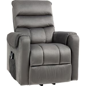 HOMCOM Fauteuil releveur massage électrique inclinable avec Repose-Pied télécommande revêtement tissu aspect velours gris