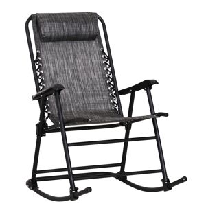 Outsunny Fauteuil à bascule rocking chair pliable de jardin dim. 52L x 50l x 110H cm acier époxy textilène gris chiné aosom france