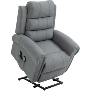 HOMCOM Fauteuil de Massage Fauteuil releveur électrique Fauteuil Massant Inclinaison réglable Repose-Pied Ajustable Lin Gris chiné