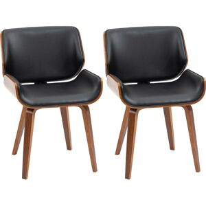 HOMCOM Lot de 2 chaises de salle à manger style vintage assise revêtement synthétique 53l x 54P x 81H cm noir marron