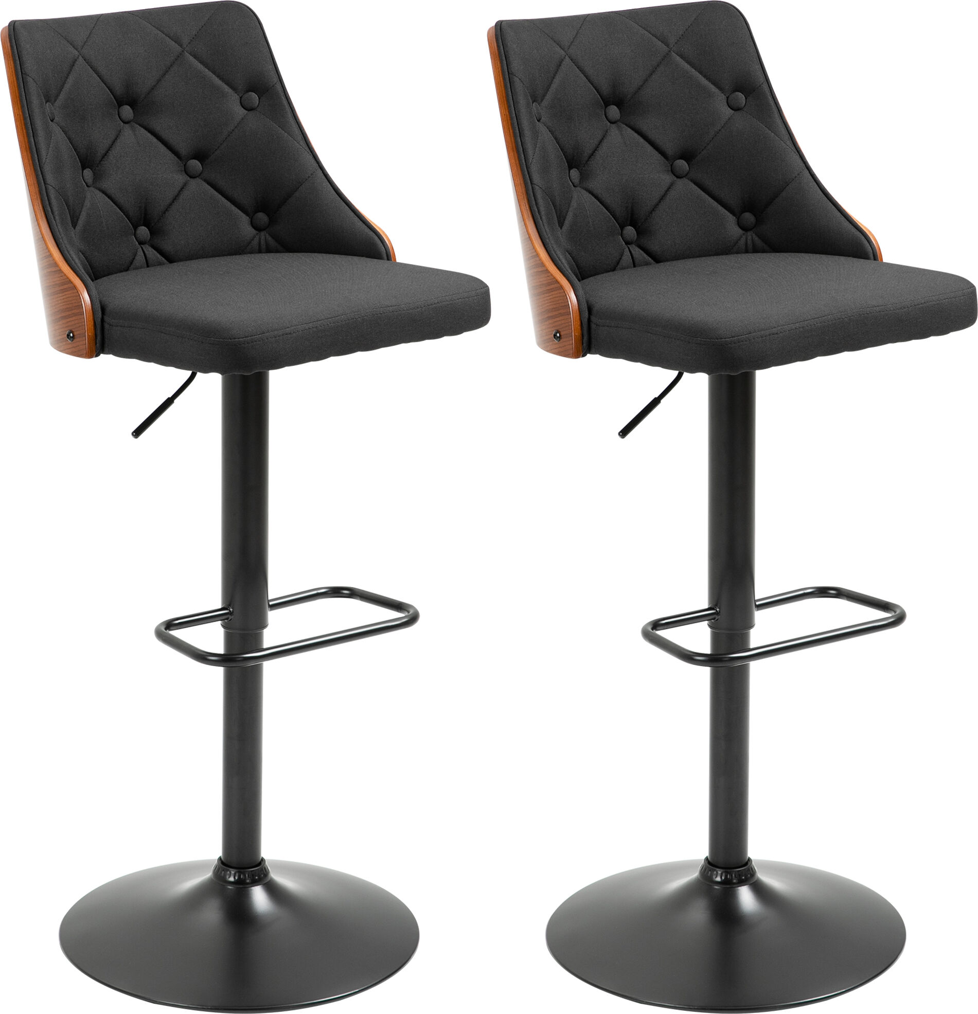 HOMCOM Lot de 2 tabourets de bar réglable en hauteur rotatif sur 360° avec repose-pieds, tissu capitonné