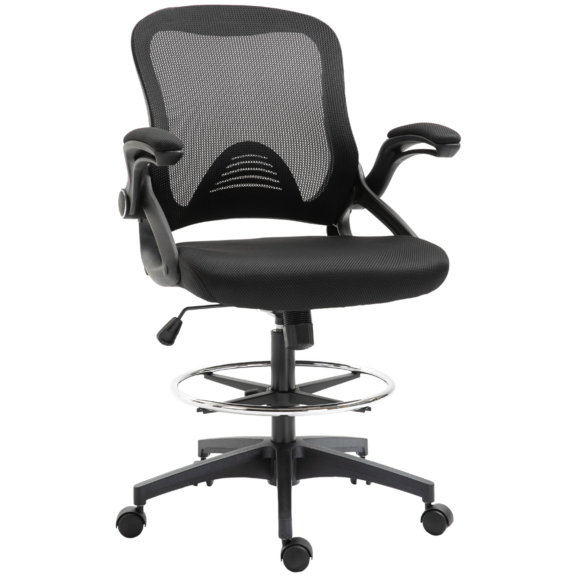 HOMCOM Vinsetto Fauteuil de bureau chaise de bureau assise haute réglable dim. 64L x 60l x 106-126H cm pivotant 360° maille respirante noir