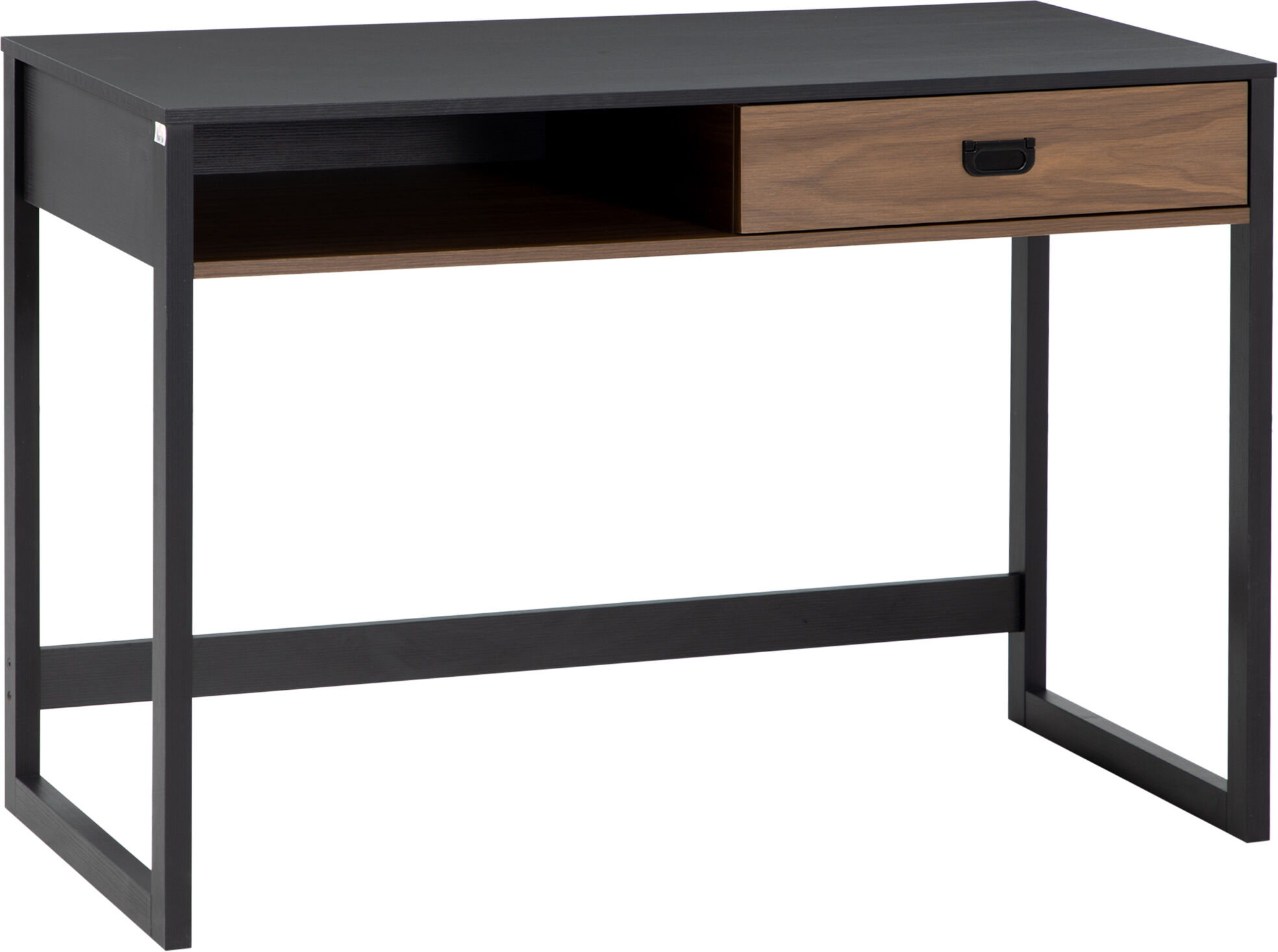 HOMCOM Bureau informatique design industriel grand plateau avec tiroir étagère en bois 110 x 50 x 76 cm noyer et noir   Aosom France