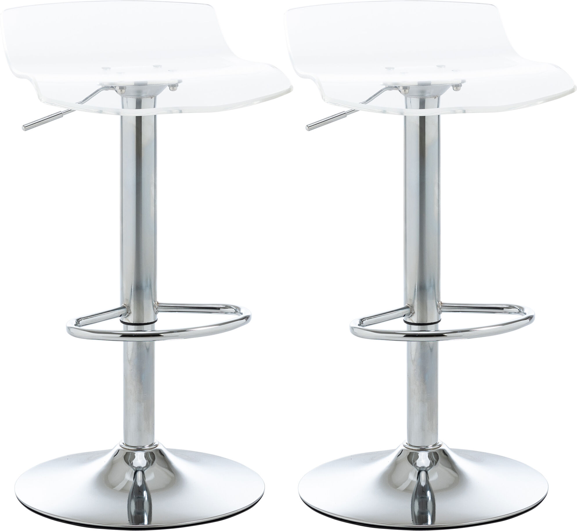 HOMCOM Lot de 2 tabourets de bar design contemporain assise acrylique et piètement métal pivotant 360°hauteur réglable avec repose-pieds