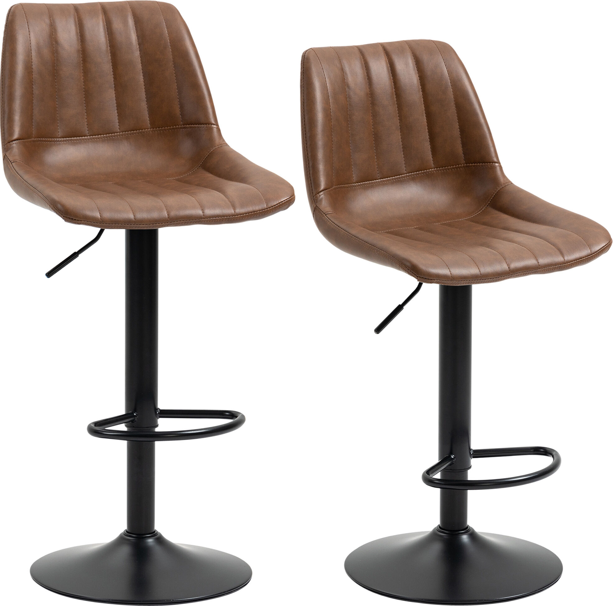 HOMCOM Lot de 2 tabourets de bar chaise de bar style vintage réglable pivotant avec repose-pied revêtement synthétique marron  Aosom France