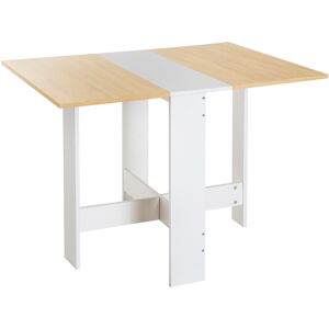 HOMCOM Table de cuisine pliable 103L x 76l x 74H cm panneaux particules bicolore chêne blanc