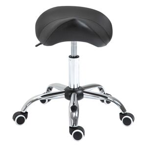 Homcom Tabouret de Massage Tabouret Selle Ergonomique Pivotant 360° Hauteur Réglable Similicuir Noir aosom france