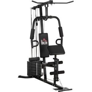 HOMCOM Station de musculation fitness avec 9 blocs de poids de 5 kg entrainement complet - dim.180L x 108l x 200H cm