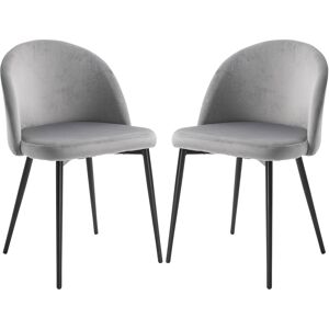 HOMCOM Chaises de salle à manger design scandinave - lot de 2 chaises de cuisine - pieds effilés métal noir - assise dossier ergonomique velours gris