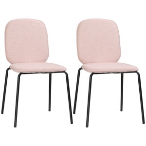 HOMCOM Lot de 2 chaises de salle à manger chaise de cuisine design moderne en tissu aspect lin et piètement métal 50 x 56 x 83 cm noir