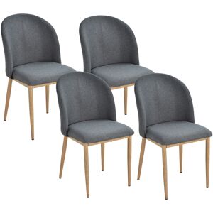 HOMCOM Lot de 4 chaises de Salle à Manger Chaise de Salon Pieds en métal Imitation Bois 50 x 58 x 85 cm Gris