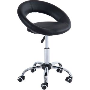 HOMCOM Tabouret à roulettes tabouret de massage pivotant 360° hauteur réglable similicuir noir