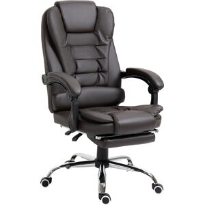 HOMCOM Fauteuil de bureau fauteuil manager grand confort dossier inclinable roulettes P.U 64,5 x 69 x 127 cm Café