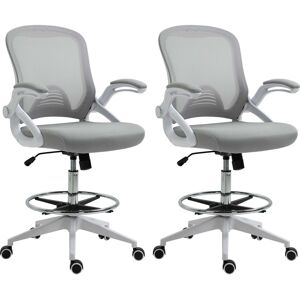 Vinsetto Lot de 2 fauteuils de bureau chaise de bureau assise haute réglable dim. 64L x 60l x 106-126H cm pivotant 360° maille