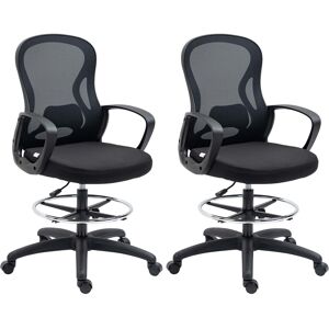 Vinsetto Lot de 2 fauteuils de bureau chaise de bureau assise haute réglable pivotant 360° maille respirante noir