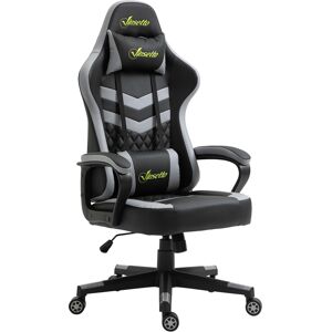 Vinsetto Fauteuil de bureau gaming chaise gamer appui-tête et support lombaire hauteur réglable 61 x 70 x 129 cm noir et blanc