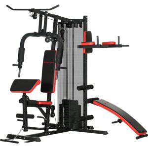 SPORTNOW Station de musculation Multifonction ajustable banc fitness 10 contrepoids 65kg avec filet de protection