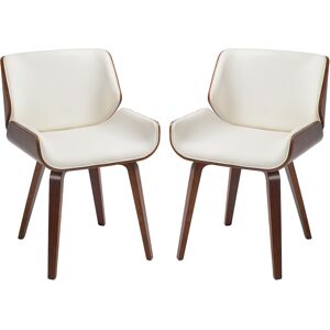 HOMCOM Lot de 2 chaises de salle à manger style vintage assise revêtement synthétique 51,5 x 53 x 79,5 cm blanc marron