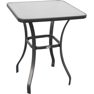 Outsunny Table carrée bistrot de jardin métal époxy plateau en verre trempé 68,5 x 68,5 x 84 cm gris