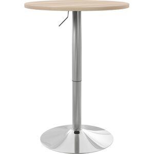 HOMCOM Table de bar ronde table haute cuisine réglable en hauteur 69-91 cm plateau pivotante à 360° naturel et gris