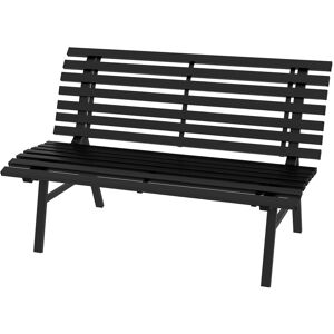 Outsunny Banc de jardin extérieur 2 Places Assise Dossier à Lattes, en aluminium, dim. 123L x 67l x 79H cm, noir