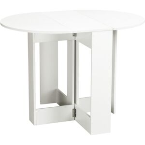 HOMCOM Table pliable de cuisine salle a manger 2 abattants table ovale extensible panneaux particules blanc