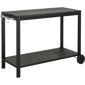 HOMCOM Desserte de Jardin en Acier Chariot de Service a roulettes avec plan de travail dim. 128L x 46l x 86H cm Noir