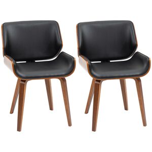 HOMCOM Lot de 2 chaises de salle à manger style vintage assise revêtement synthétique 53l x 54P x 81H cm noir marron - Publicité