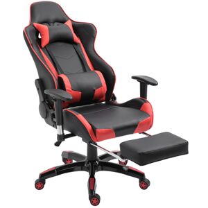 HOMCOM Chaise gaming fauteuil de bureau revêtement synthétique hauteur réglable
