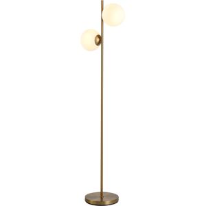 HOMCOM Lampadaire Moderne Métal avec Abat-Jour Verre vers Différentes Directions Interrupteur à Pied E27 Salon Chambre Chevet ? 28 x 165 cm Or