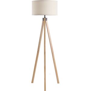 HOMCOM Lampadaire Trépied Abat-jour Simple Moderne Abat-Jour en Lin Pieds en Bois  Chevet Douille E27 Max. 40 W Ø 45 x 152 cm