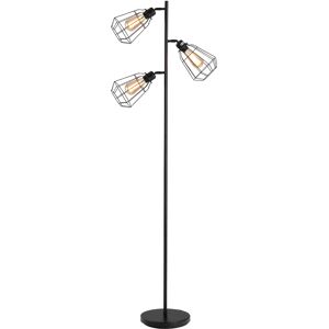 HOMCOM Lampadaire sur pied abat jour design industriel néorétro 3 ampoules pour salon, chambre, bureau max. 40 W métal noir   Aosom France