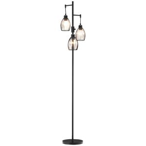 HOMCOM Lampadaire style industriel 40 W max. 3 abat-jours en métal filaire luminosité réglable - ampoule E27 - noir