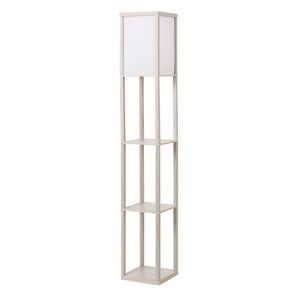 HOMCOM Lampadaire étagère Lampe étagère 26L x 26l x 160H cm 3 étagères 4 Niveaux MDF Gris Clair