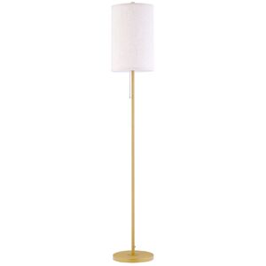 HOMCOM Lampadaire moderne lampe sur pied avec cadre en acier et interrupteur à tirette, pour salon, chambre, bureau 25,5 x 25,5 x 157 cm or et crème