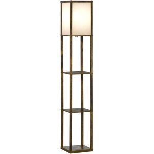 HOMCOM Lampadaire étagère Lampe étagère 26L x 26l x 160H cm 3 étagères 4 Niveaux MDF Blanc et Marron