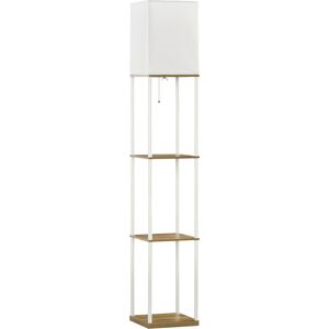 HOMCOM Lampadaire en bois lampe salon design moderne 3 étagères douille E27 (ampoule non inclus) café hôtel blanc