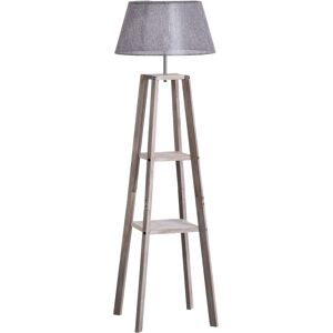 HOMCOM Lampadaire design contemporain 2 étagères intégrées 40 W max. dim. 45L x 45l x 148H cm pin lin gris