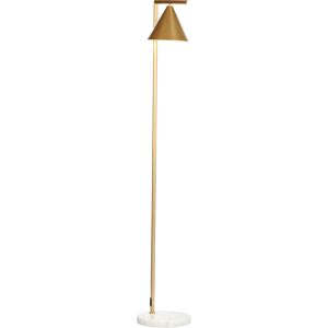 HOMCOM Lampadaire sur pied salon en acier avec abat-jour conique orientable base marbre 40W 35 x 26 x 153 cm doré