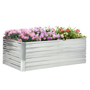 Outsunny Carre potager de jardin  lit de jardin extra-large rectangulaire tubes de renforcement acier galvanise 180 x 90 x 59 cm