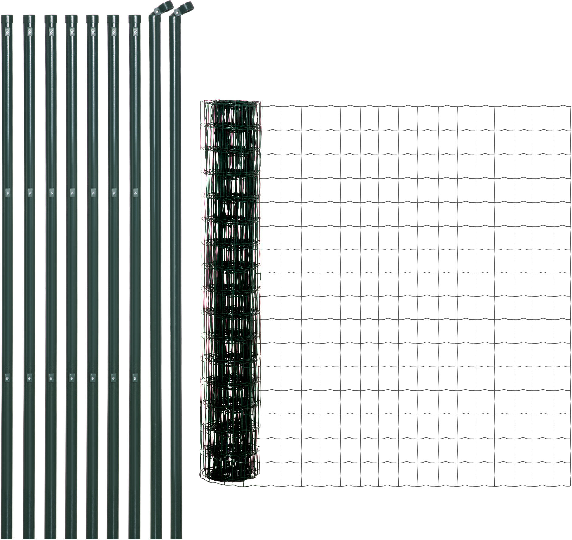 Outsunny Clôture barrière de jardin 10L x 2H m grillage de protection pâturages poteaux support fournis acier enduit de PVC antirouille vert-AOSOM.fr