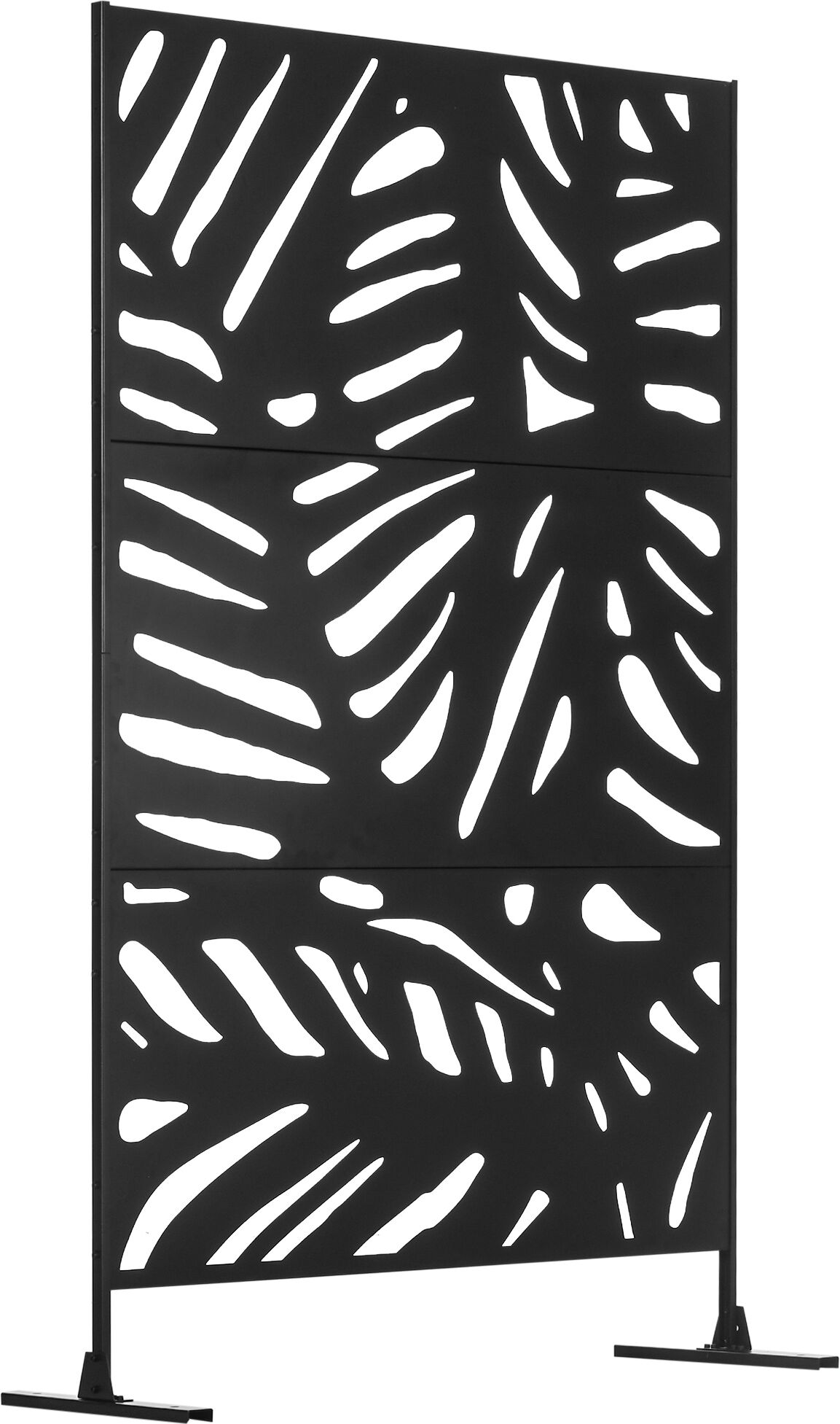 Outsunny Panneau brise vue décoratif extérieur noir à motif végétal en métal - 122 x 45 x 198 cm   Aosom France