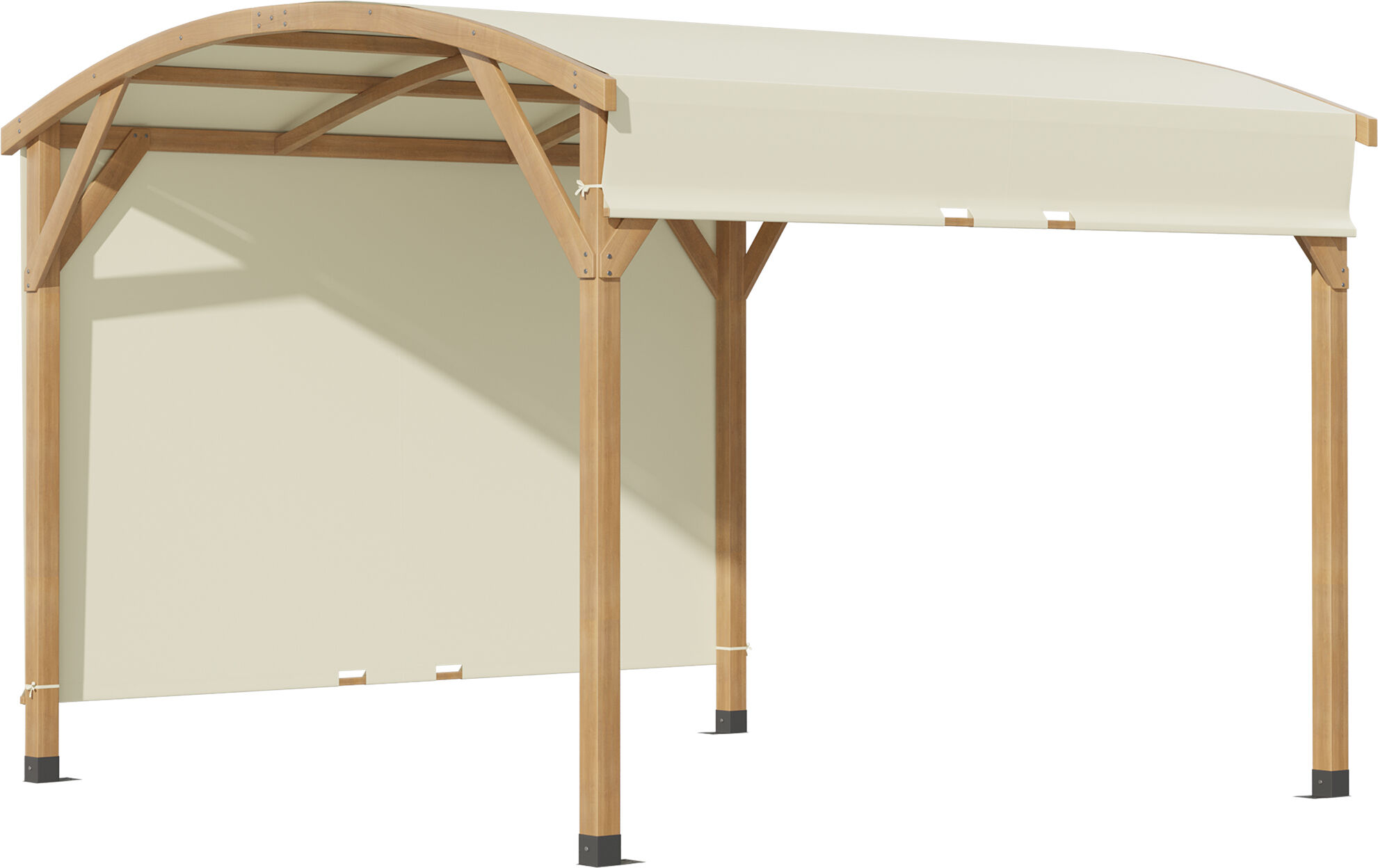 Outsunny Pergola avec toile de toit rétractable et toit en forme d'arche protection UV 3,2 x 3,08 x 2,24 m structure en bois beige   Aosom France