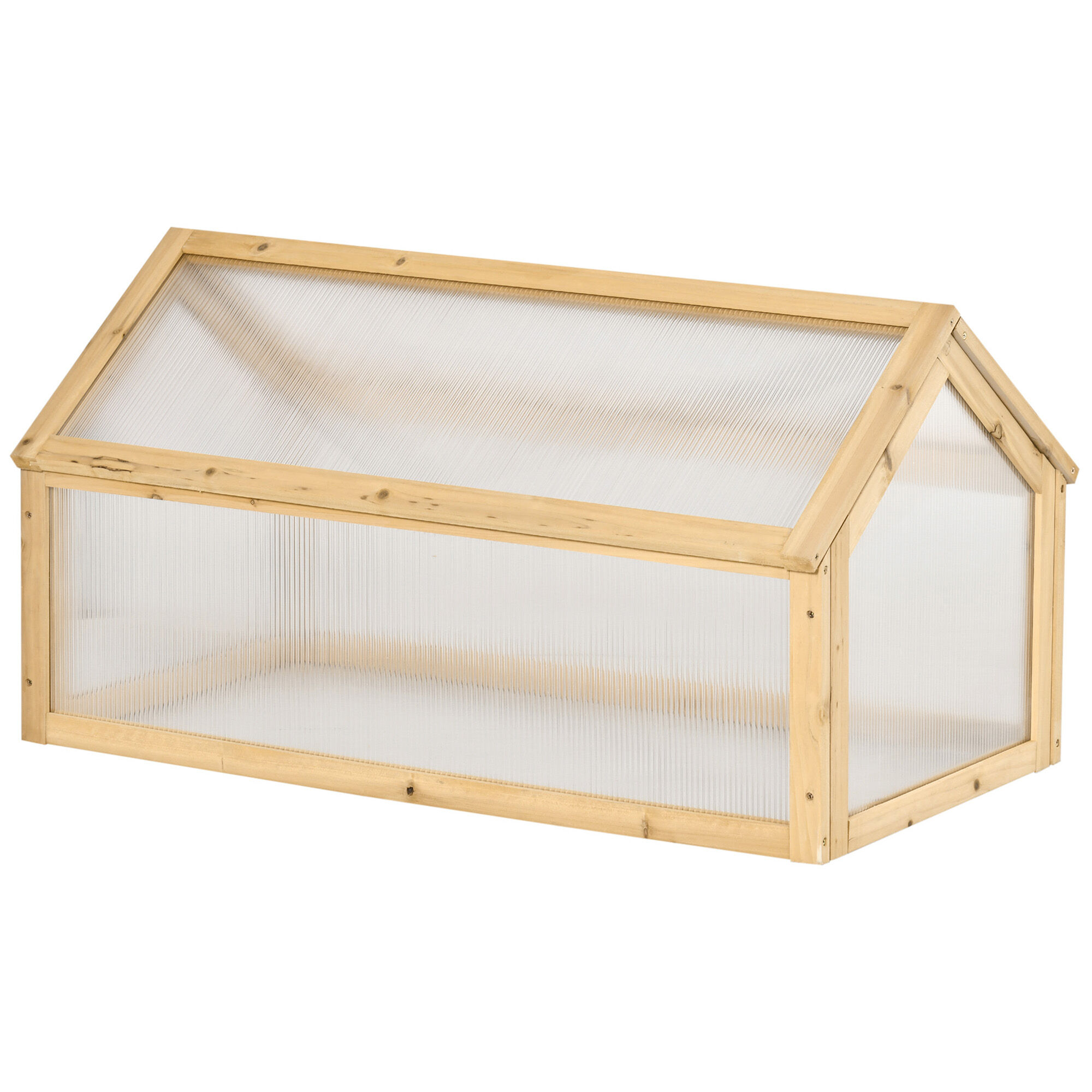 Outsunny Mini serre de jardin en bois avec toit ouvrable panneaux de polycarbonate 90 x 52 x 50 cm pour jardin balcon